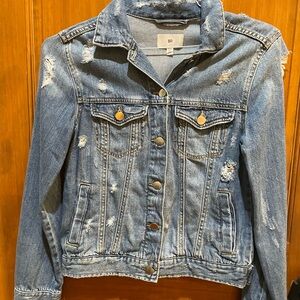 BP Blue Cropped Jean Jacket with Distressed Style